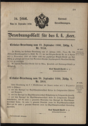 Verordnungsblatt für das Kaiserlich-Königliche Heer 18800924 Seite: 1