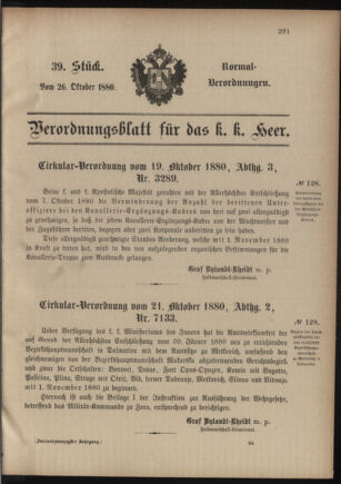 Verordnungsblatt für das Kaiserlich-Königliche Heer 18801026 Seite: 1