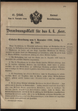 Verordnungsblatt für das Kaiserlich-Königliche Heer 18801114 Seite: 1