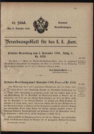 Verordnungsblatt für das Kaiserlich-Königliche Heer 18801117 Seite: 1