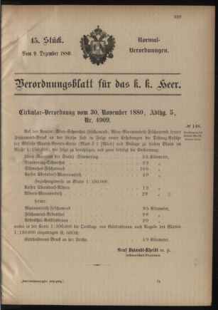 Verordnungsblatt für das Kaiserlich-Königliche Heer 18801209 Seite: 1