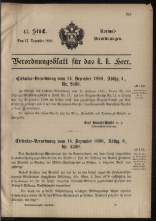 Verordnungsblatt für das Kaiserlich-Königliche Heer 18801217 Seite: 1