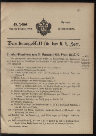 Verordnungsblatt für das Kaiserlich-Königliche Heer 18801223 Seite: 1