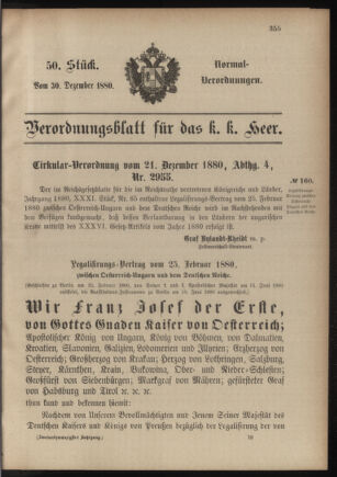 Verordnungsblatt für das Kaiserlich-Königliche Heer 18801230 Seite: 1