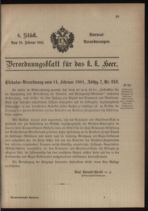 Verordnungsblatt für das Kaiserlich-Königliche Heer