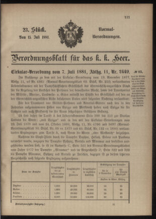 Verordnungsblatt für das Kaiserlich-Königliche Heer 18810715 Seite: 1