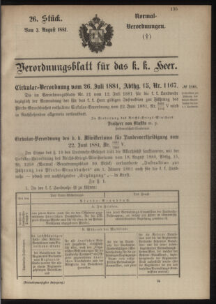 Verordnungsblatt für das Kaiserlich-Königliche Heer 18810803 Seite: 1