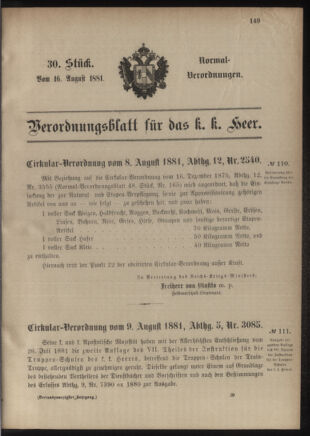 Verordnungsblatt für das Kaiserlich-Königliche Heer 18810816 Seite: 1