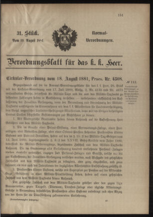 Verordnungsblatt für das Kaiserlich-Königliche Heer 18810819 Seite: 1