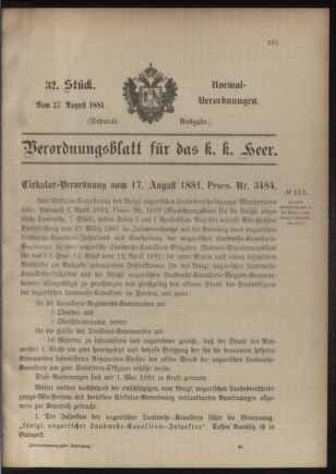 Verordnungsblatt für das Kaiserlich-Königliche Heer 18810827 Seite: 1