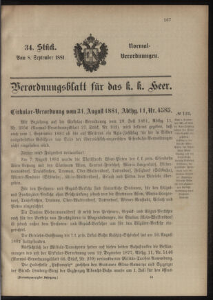 Verordnungsblatt für das Kaiserlich-Königliche Heer 18810908 Seite: 1