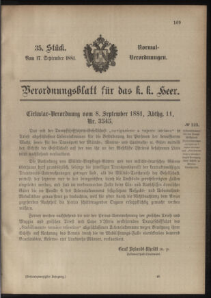 Verordnungsblatt für das Kaiserlich-Königliche Heer 18810917 Seite: 1