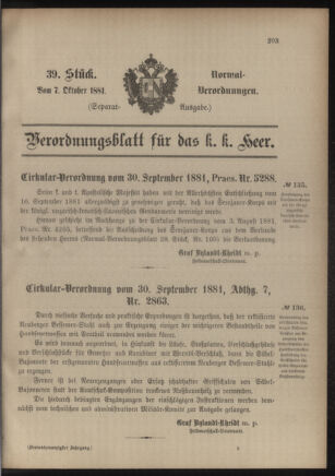 Verordnungsblatt für das Kaiserlich-Königliche Heer 18811007 Seite: 1