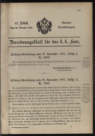 Verordnungsblatt für das Kaiserlich-Königliche Heer 18811130 Seite: 1