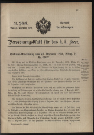 Verordnungsblatt für das Kaiserlich-Königliche Heer 18811231 Seite: 1