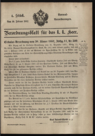 Verordnungsblatt für das Kaiserlich-Königliche Heer 18820210 Seite: 1