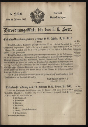 Verordnungsblatt für das Kaiserlich-Königliche Heer 18820214 Seite: 1