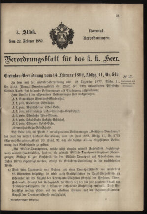 Verordnungsblatt für das Kaiserlich-Königliche Heer 18820222 Seite: 13