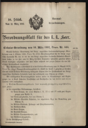 Verordnungsblatt für das Kaiserlich-Königliche Heer 18820312 Seite: 1