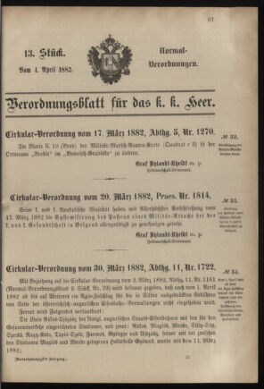 Verordnungsblatt für das Kaiserlich-Königliche Heer 18820404 Seite: 1