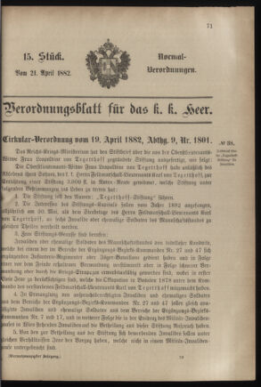 Verordnungsblatt für das Kaiserlich-Königliche Heer 18820421 Seite: 1