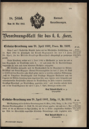 Verordnungsblatt für das Kaiserlich-Königliche Heer 18820510 Seite: 19