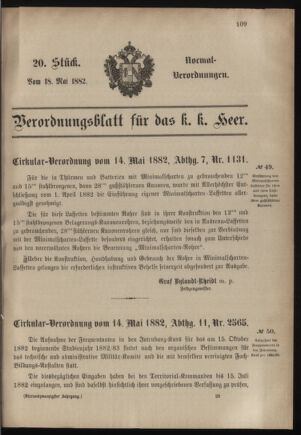 Verordnungsblatt für das Kaiserlich-Königliche Heer 18820518 Seite: 9