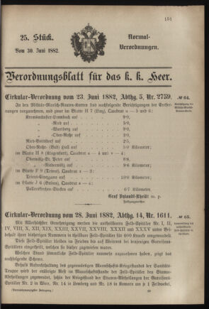 Verordnungsblatt für das Kaiserlich-Königliche Heer 18820630 Seite: 1