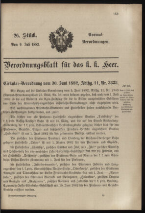 Verordnungsblatt für das Kaiserlich-Königliche Heer 18820709 Seite: 1