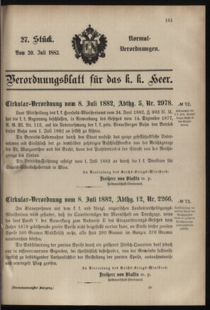 Verordnungsblatt für das Kaiserlich-Königliche Heer 18820720 Seite: 1