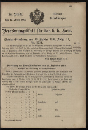 Verordnungsblatt für das Kaiserlich-Königliche Heer