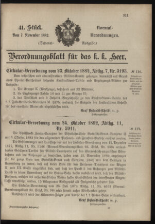 Verordnungsblatt für das Kaiserlich-Königliche Heer 18821107 Seite: 1