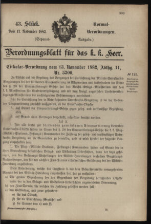 Verordnungsblatt für das Kaiserlich-Königliche Heer 18821117 Seite: 15