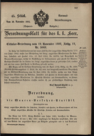 Verordnungsblatt für das Kaiserlich-Königliche Heer 18821130 Seite: 1