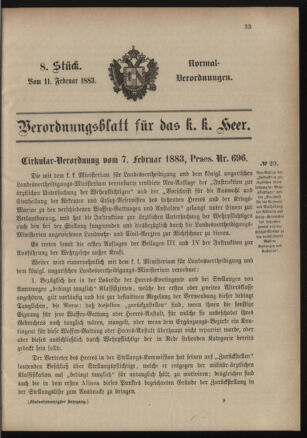 Verordnungsblatt für das Kaiserlich-Königliche Heer 18830211 Seite: 1