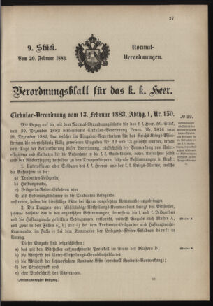 Verordnungsblatt für das Kaiserlich-Königliche Heer 18830220 Seite: 1