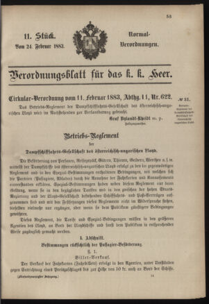 Verordnungsblatt für das Kaiserlich-Königliche Heer 18830224 Seite: 1