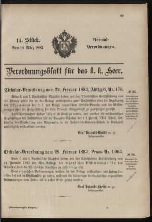 Verordnungsblatt für das Kaiserlich-Königliche Heer 18830310 Seite: 1