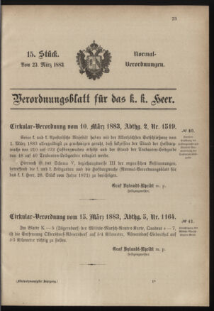 Verordnungsblatt für das Kaiserlich-Königliche Heer 18830323 Seite: 1