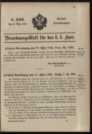 Verordnungsblatt für das Kaiserlich-Königliche Heer 18830331 Seite: 1