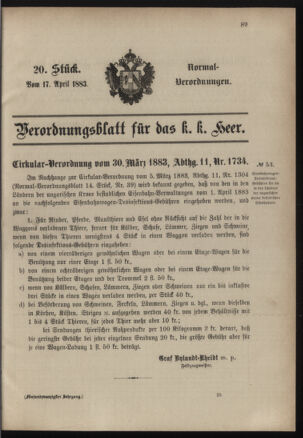 Verordnungsblatt für das Kaiserlich-Königliche Heer 18830417 Seite: 1