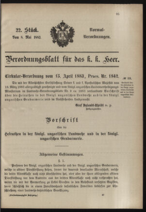 Verordnungsblatt für das Kaiserlich-Königliche Heer 18830508 Seite: 1