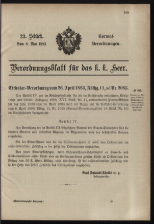 Verordnungsblatt für das Kaiserlich-Königliche Heer 18830508 Seite: 11