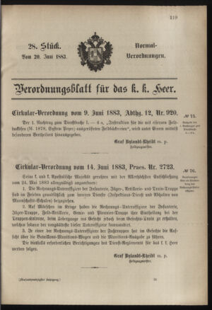 Verordnungsblatt für das Kaiserlich-Königliche Heer 18830620 Seite: 1