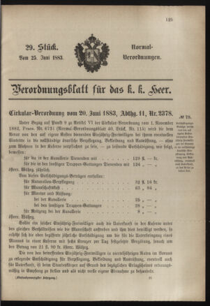 Verordnungsblatt für das Kaiserlich-Königliche Heer 18830625 Seite: 1