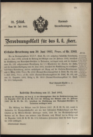 Verordnungsblatt für das Kaiserlich-Königliche Heer 18830710 Seite: 1