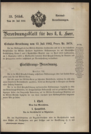 Verordnungsblatt für das Kaiserlich-Königliche Heer 18830720 Seite: 1