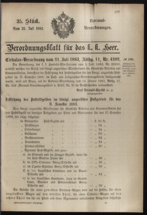 Verordnungsblatt für das Kaiserlich-Königliche Heer 18830725 Seite: 1