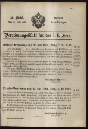 Verordnungsblatt für das Kaiserlich-Königliche Heer 18830731 Seite: 1