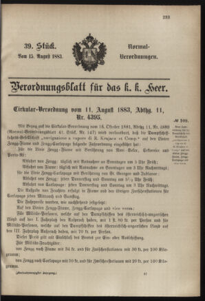 Verordnungsblatt für das Kaiserlich-Königliche Heer 18830815 Seite: 1